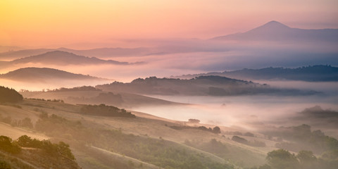 Rolling hills in Tuscan landscape