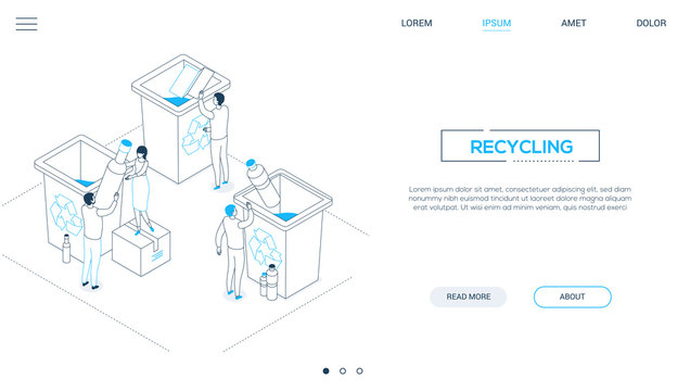 Recycling - line design style isometric web banner