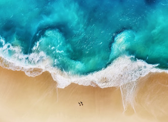 Panorama of a coast as a background from top view. Turquoise water background from top view. Summer seascape from air. Nusa Penida island, Indonesia. Travel - image