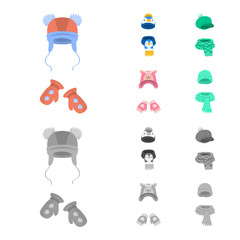 Isolated object of clothes  and texture logo. Set of clothes  and weather  stock vector illustration.