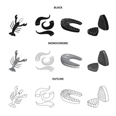 Vector design of fresh  and restaurant symbol. Set of fresh  and marine   vector icon for stock.