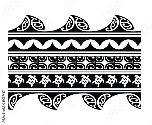 Polynesian Tattoo Tribal Pattern Border Sleeve Vector, Samoan Sketch  Forearm And Foot Design, Maori Stencil Bracelet Armband Tattoo Tribal, Lace  Band Fabric Template Seamless Ornament, Wallpaper Text Wall Mural-Rudvi