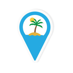 map pointer with palm tree icon- vector illustration
