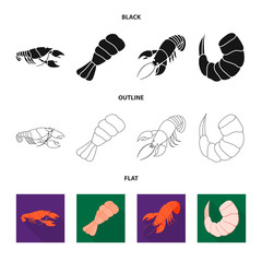 Isolated object of appetizer and ocean logo. Collection of appetizer and delicacy stock symbol for web.