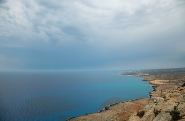 Panoramic view of the city of Ayia Napa from the viewpoint on the top of the mountain Cape Cavo Greco.