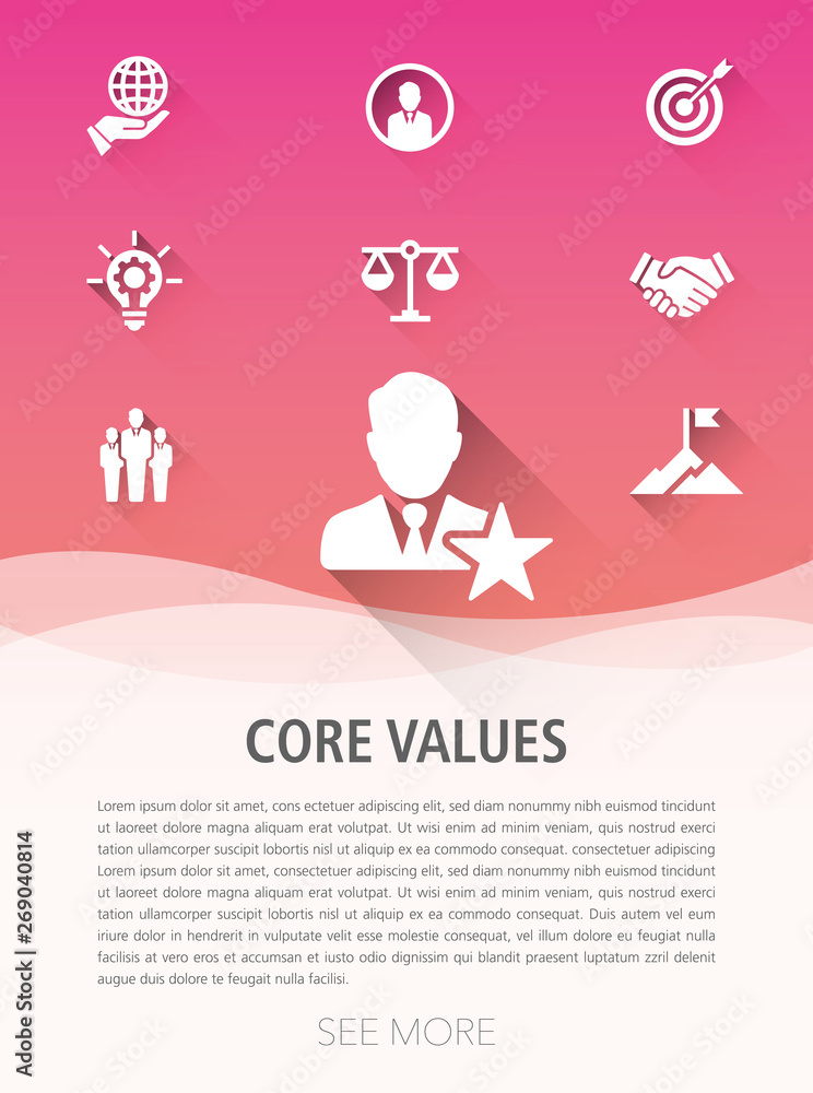 Poster core values icon set