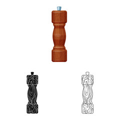 Vector design of saltcellar  and seasoning symbol. Set of saltcellar  and wooden  stock symbol for web.