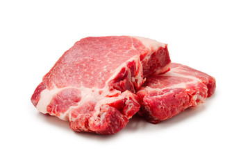 Raw pork isolated on white background.