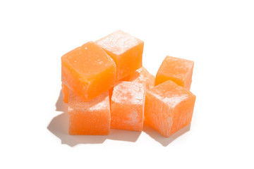 Sweet turkish delight isolated on white background.