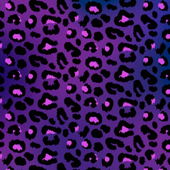 Leopard pattern design - purple drawing seamless pattern. Vector illustration background.