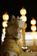 hand made lion or leo statue for decoration on blur old style light  background