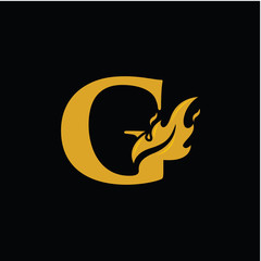 G Letter with Flame Fire logo vector