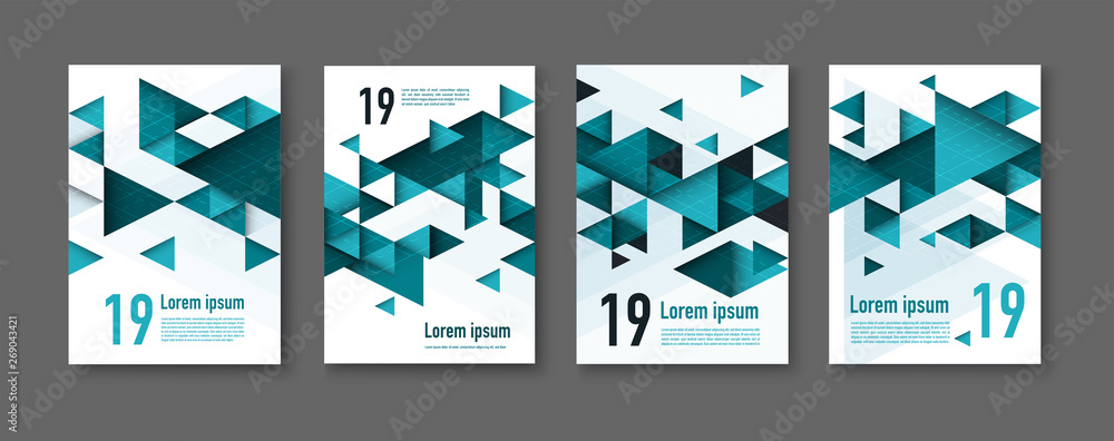 Wall mural abstract colorful geometric triangular backgrounds. brochure design templates collection with colorf