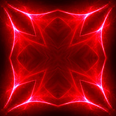 red circular wave glow. kaleidoscope lighting effect.