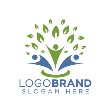 People Group and leaf logo vector