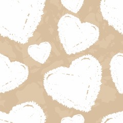 Seamless vector pattern grunge post stamp heart