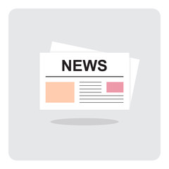 Vector design of flat icon, News or Newspaper on isolated background.