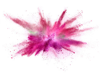 Explosion of colored powder isolated on white