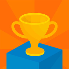 The trophy is located on a square platform