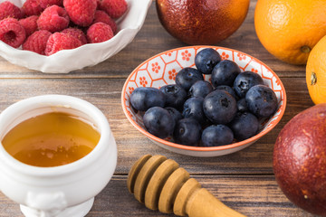 Homemade fresh blood orange, berries tart.