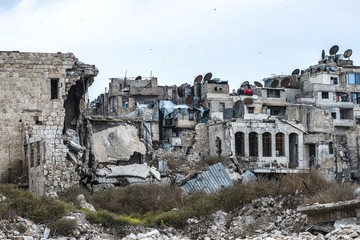 City of Aleppo and destroyed building in Syria 2019 - 269046834