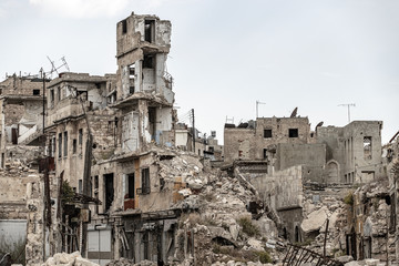 City of Aleppo and destroyed building in Syria 2019 - 269046835