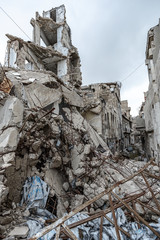 City of Aleppo and destroyed building in Syria 2019