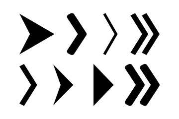 Set of black arrows on a white background