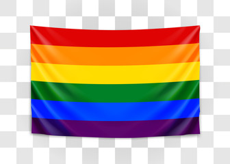 Hanging flag of lgbt. Tolerance concept. Vector