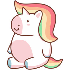 Funny cartoon unicorn. Vector cartoon character isolated on a white background.