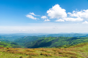Naklejka premium Spring panoramic view from Old mountain ( Stara planina), Bulgaria. Central Balkan national park.
