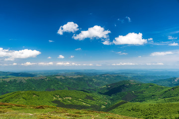 Spring panoramic view from Old mountain ( Stara planina), Bulgaria. Central Balkan national park.