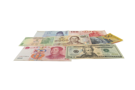 lots of banknote from various country