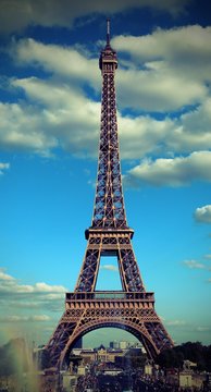 famous Eiffel Tower in Paris with old toned Effect
