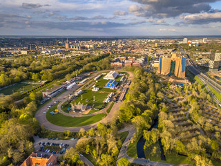 Aerial view Groningen city fromStadspark