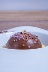 Semi-sphere Belgian chocolate with vanilla mouse