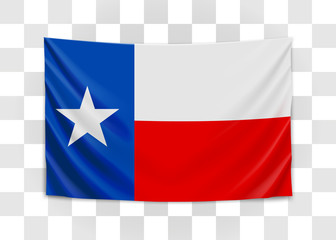 Hanging flag of Texas. State flag concept.