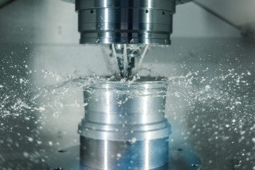 CNC milling machine during operation.