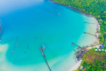 Aerial view sea beach island