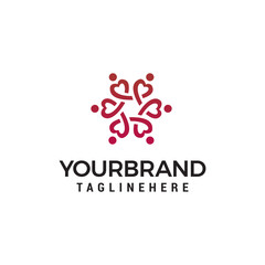people heart logo design concept template vector