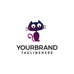 cat stand cartoon logo design concept template vector