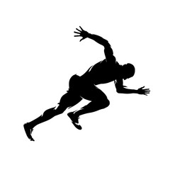 Running man, side view, isolated vector silhouette. Run