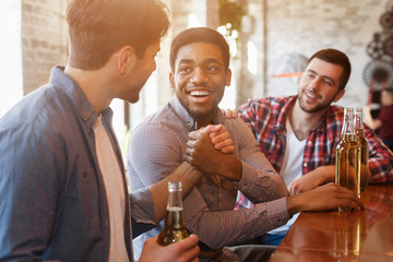 Old Friends Meeting. Mates Greeting Each Other