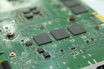 closeup of electronic circuit board