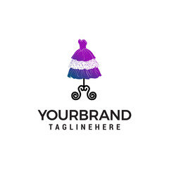 wedding dress logo design concept template vector