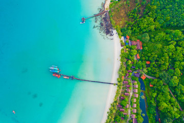 Aerial view sea beach island