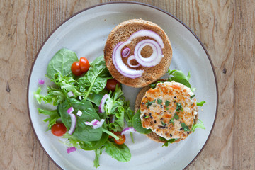 Healthy Salmon Burger with Avocado