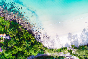 Aerial view sea beach island