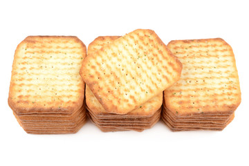 Crackers on a white background