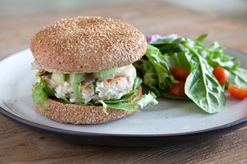 Healthy Salmon Burger with Avocado